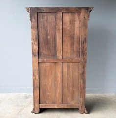 77″ Tall Antique French Apothecary Cabinet Solid Oak Carved with Compartments
