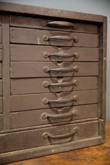Antique 15 Drawer Wood Apothecary Cabinet Vintage Tool Box typeset watchmaker