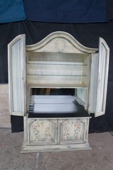 Wellington Hall Painted French Provincial Illuminated Drybar Bar Cabinet 84″