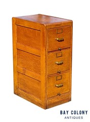 Antique Arts & Crafts Tiger Oak Three Drawer Office File Cabinet