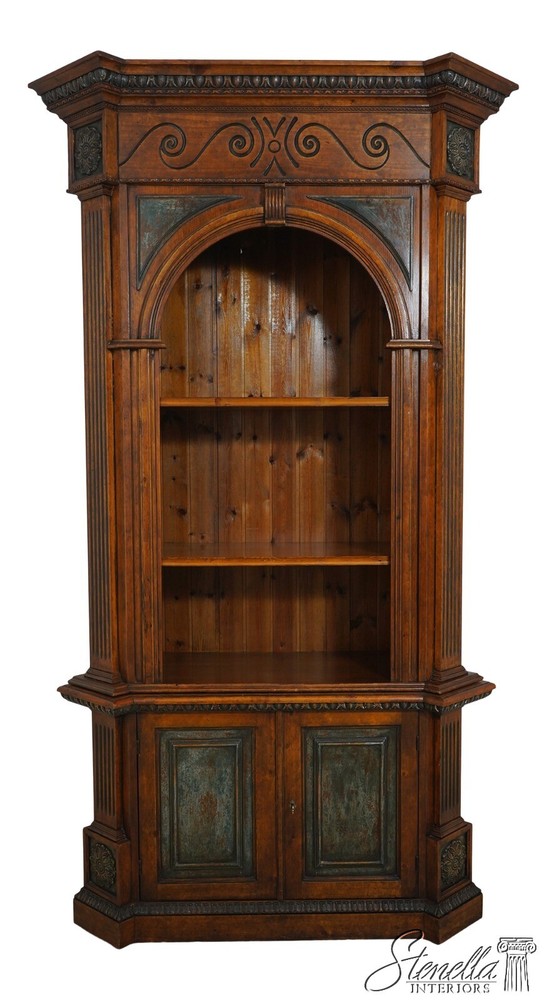 68103: Italian Continental Distressed Finish 2 Piece Bookcase Cabinet