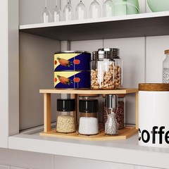 VERTORGAN Bamboo Corner Shelf,2 Tier Plate Organizer for 1 Pc, Natural