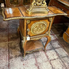 French Original King wood gilded bronze figures Luis phillipe cabinet Circa 1880