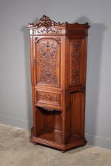 71″ Tall Antique French Solid Walnut Wood Highly Carved Renaissance Cabinet