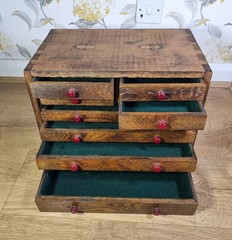 Vintage Collectors Cabinet Table Top Drawers Engineer Watchmaker Tool Chest