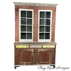 Antique Dutch Cupboard Step Back Cupboard Barn Find Primitive 1800 Old Paint