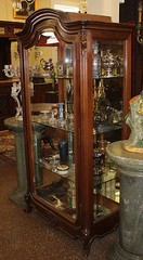 Rare French Carved Walnut Beveled Glass China Cabinet Vitrine Louis XV C1880