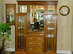 Antique Oak Dining Room China Cabinet Bookcase