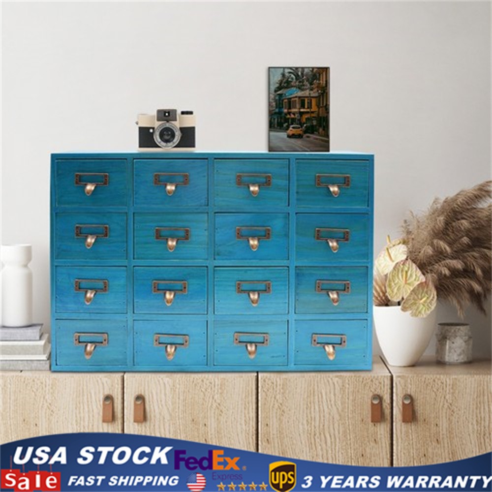 16 Drawer Apothecary Cabinet Library Card Catalog Cabinet Tabletop Vintage Apot