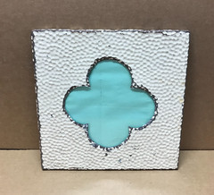 VTG 12″ Sq. 7″ Gothic Clover Tin Ceiling Metal Shabby Picture Frame 629-26B