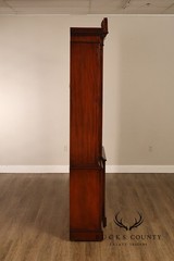 China Cabinet Display Bookcase with Carved Pediment and Silk Backing