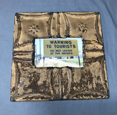 VTG Shabby 11″ Sq. 4×6 Tin Ceiling Metal Picture Photo Frame Old 1699-25B