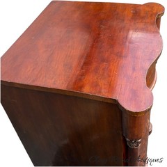 Antique flame mahogany empire liquor cabinet side table night stand serpentine