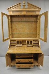 Chapman Italian Neoclassical Burl Wood Patchwork Olivewood Tall Secretary Desk