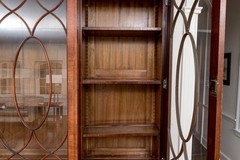 Antique Georgian Style Burl Wood Breakfront Cabinet