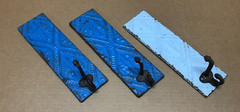 VTG Set 3 Decorative Tin Ceiling Metal Single Hook Wall Rack Plaques Old 558-26B
