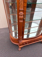 67624 Victorian Mahogany Bow Front Glass China Cabinet with Claw Feet