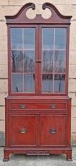 Antique Vintage Mahogany Wood China Cabinet Federal Chippendale Bookcase Hutch