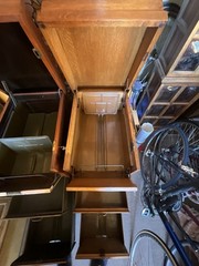 2 Rare Antique File Cabinets / Tilt Open Top Paneled Sides Casters