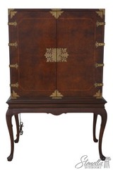 L70001: Burl Walnut Chinoiserie Form TV Media Bar Cabinet