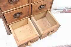 Vintage/Antique Primitive Tabletop Or Wall Spice Cabinet Drawers Chest 8 Drawer