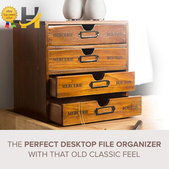 Modular Stackable Apothecary Cabinet 4 Drawer Desk Organizer Retro Library Card