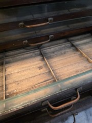 Antique Clarks ONT 5 Drawer Spool Cabinet Wood Glass Front Sewing Display Chest