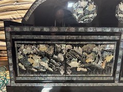 Korean Black Lacquer Mother of Pearl Cabinet Headboard