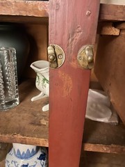 American 1800’s Cupboard Cabinet 2 DOOR 1 inside DRAWER ORIGINAL RED WASH PAINT