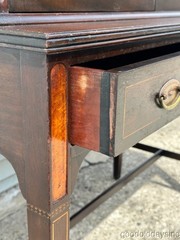 Antique Inlaid Mahogany / Walnut Edwardian Style China Cabinet Bookcase Bar