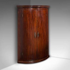 Antique Corner Cabinet, English, Bow Front, Hanging Cupboard, Georgian, C.1780