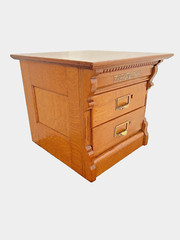 Antique Wabash File Cabinet Tiger Oak Two Letter Size Drawers Paneled Sides