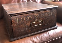 Victorian Antique Oak Desktop File Box Tito Forms IniItial Co. 20” x 14.5” x 7”