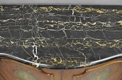 French Louis XV Adam Style Marble Top Kingwood Hand Painted Commode w/ Drawers