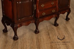 Queen Anne Style Welsh Two Piece Open Hutch Cabinet With Carved Claw & Ball Feet