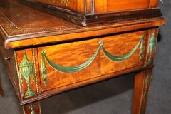 Antique 19th Century Adams Style Paint Decorated Display Cabinet China Cabinet