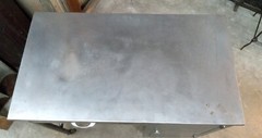 1800’s Steel Medical Desk with Top Draw &n Side Tray Shelves on Wheels GA9360