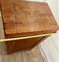 Rare Antique File Cabinet Tilt Open Top Index Card drawers Paneled Sides Casters
