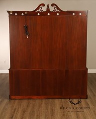 China Cabinet Display Bookcase with Carved Pediment and Silk Backing