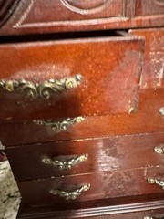 Antique Vintage Mahogany Salesman Sample Miniature Highboy Chest Clam Shell Rare