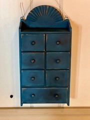 Primitive New England Blue-painted Spice Cabinet.