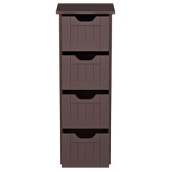 4 Drawers Freestanding Cabinet Bathroom Floor Cabinet Tower Storage Shelf Brown