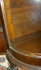 ANTIQUE OAK CURVED GLASS CHINA CUPBOARD W/BALL & CLAW FEET ESTATE AS IS BARGAIN!