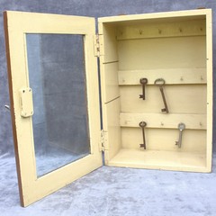 Antique french key cabinet with glass door lockable wall box US TARIFFS INCLUDED