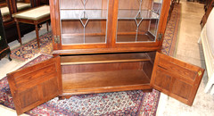 English Antique Oak Display Cabinet | Leaded Glass With Light
