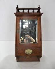 Kitchen Apothecary Bathroom Cabinet Beveled Glass Mirror Inlay Hand Carved Wood
