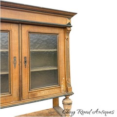 antique French country step back pine cupboard cabinet original paint decoration