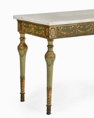 18th century Italian Neoclassical Green Console Table w/Marble top