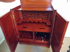 BEAUTIFUL ANTIQUE MID-CENTURY MODERN 1967 GEORGE ZEE Co ORIENTAL DRY BAR CABINET