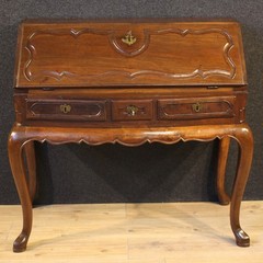 Antique bureau furniture Spanish writing desk in mahogany wood 19th century